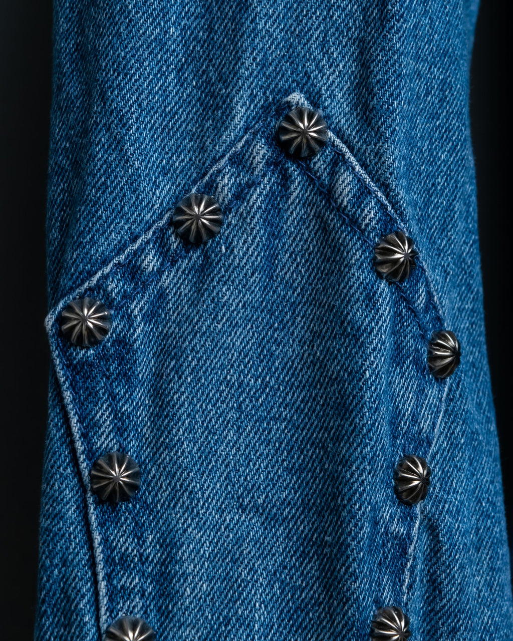 Vintage Studded Stand Collar Denim Jacket