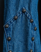 Vintage Studded Stand Collar Denim Jacket