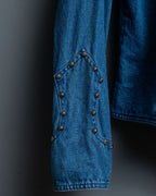 Vintage Studded Stand Collar Denim Jacket