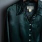 Dark Green Solid Feeling Open Collar Shirt