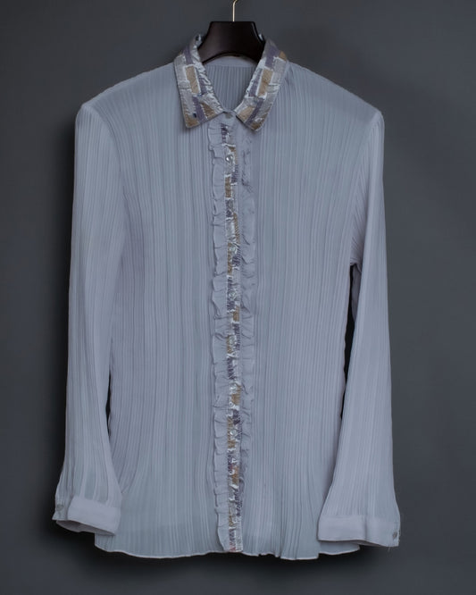 Pleated Fabric Spring Frill Shirt