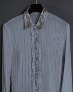Pleated Fabric Spring Frill Shirt
