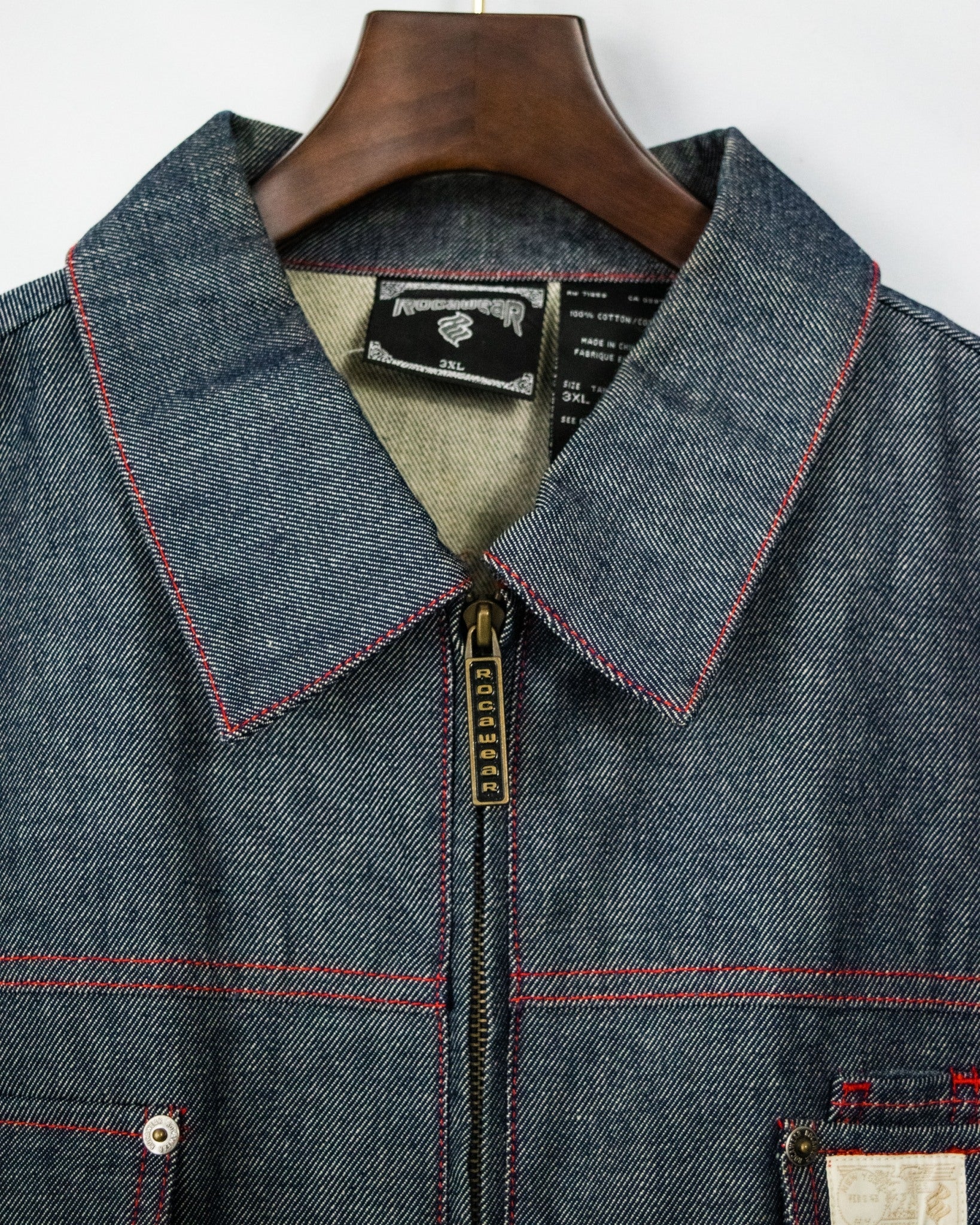 Vintage 3XL Oversized Red Stitch Denim Jacket