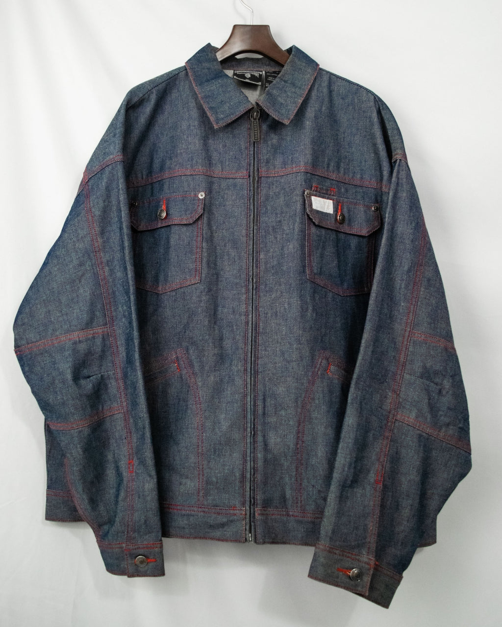 Vintage 3XL Oversized Red Stitch Denim Jacket