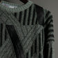 Diagonal Line Leather Crosscut Design Knit