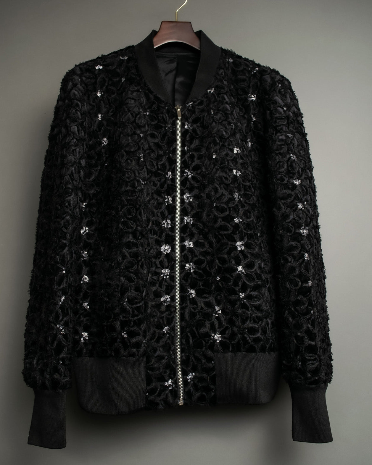 Black Sequin Fabric Jacket