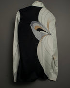 "USA" 70s Round Line Art Pattern Polyester Shirt