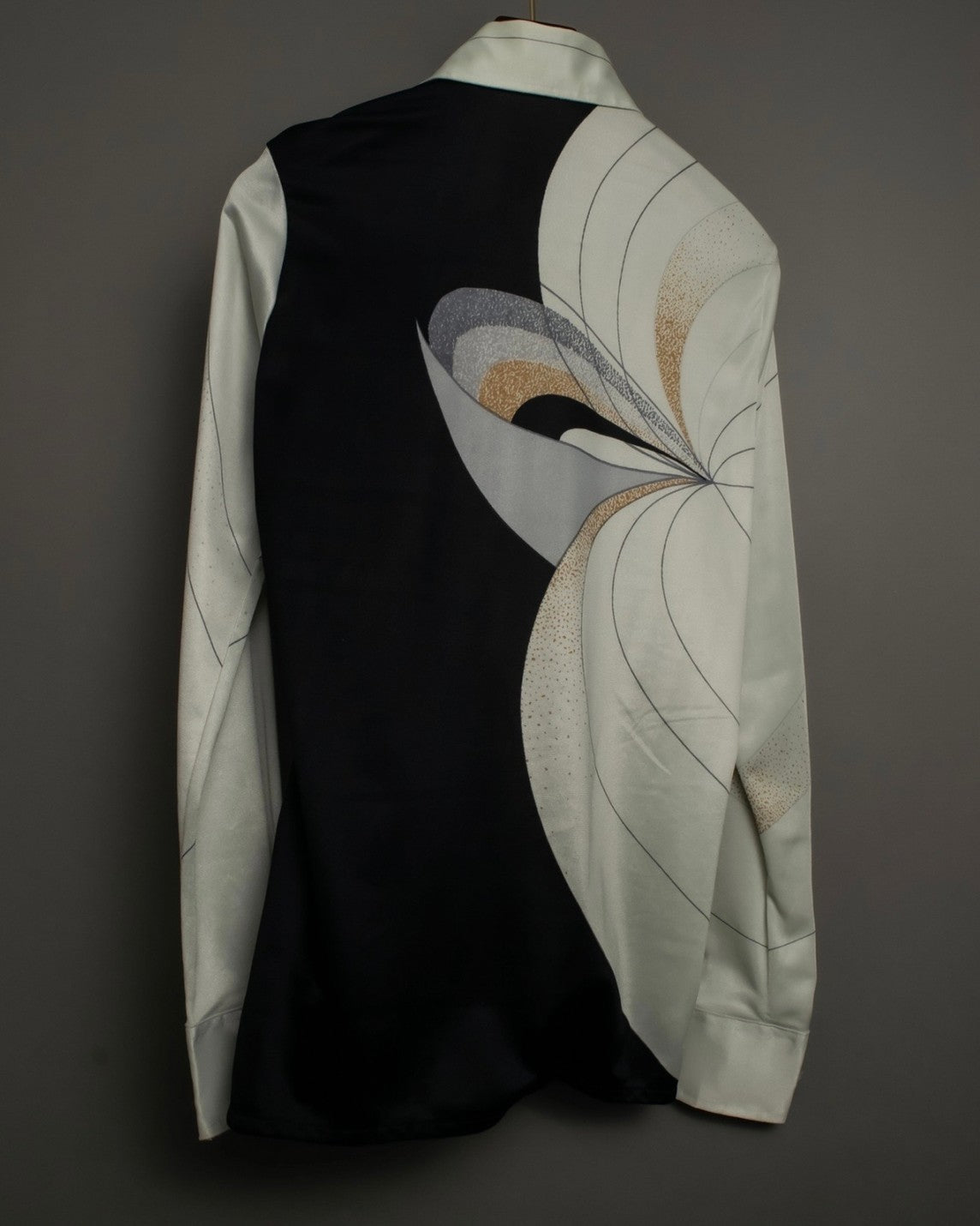 "USA" 70s Round Line Art Pattern Polyester Shirt