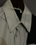 "USA" 70s Round Line Art Pattern Polyester Shirt