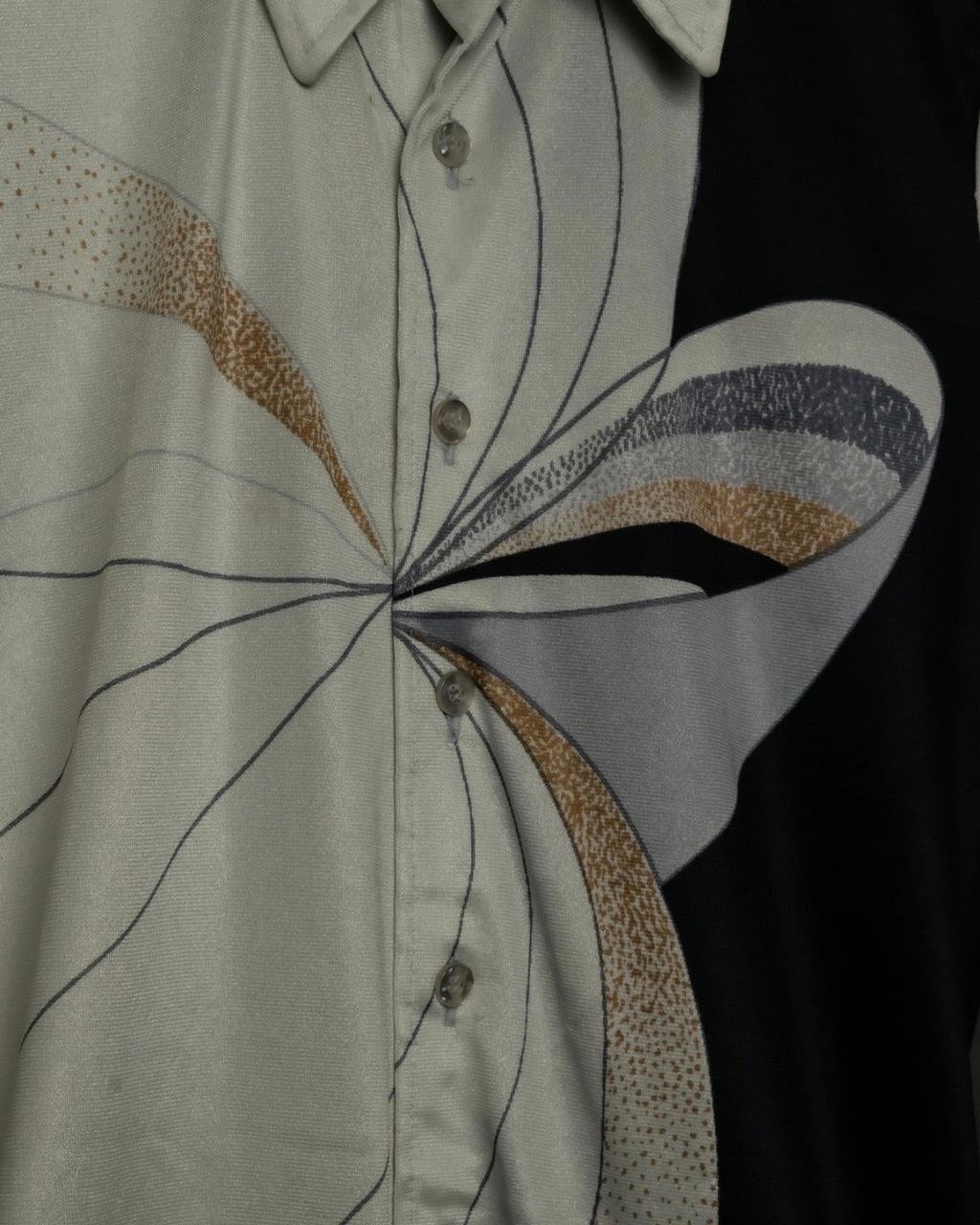 "USA" 70s Round Line Art Pattern Polyester Shirt