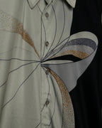 "USA" 70s Round Line Art Pattern Polyester Shirt