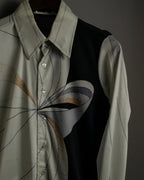 "USA" 70s Round Line Art Pattern Polyester Shirt