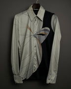 "USA" 70s Round Line Art Pattern Polyester Shirt