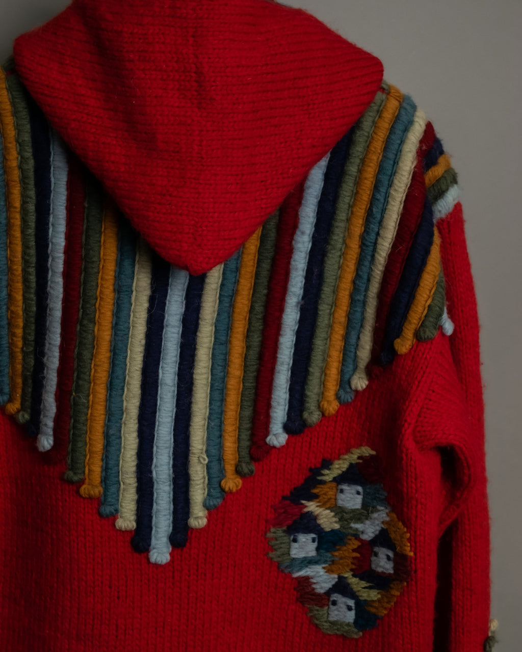 3xl Vintage Ethnic Knit Hoodie