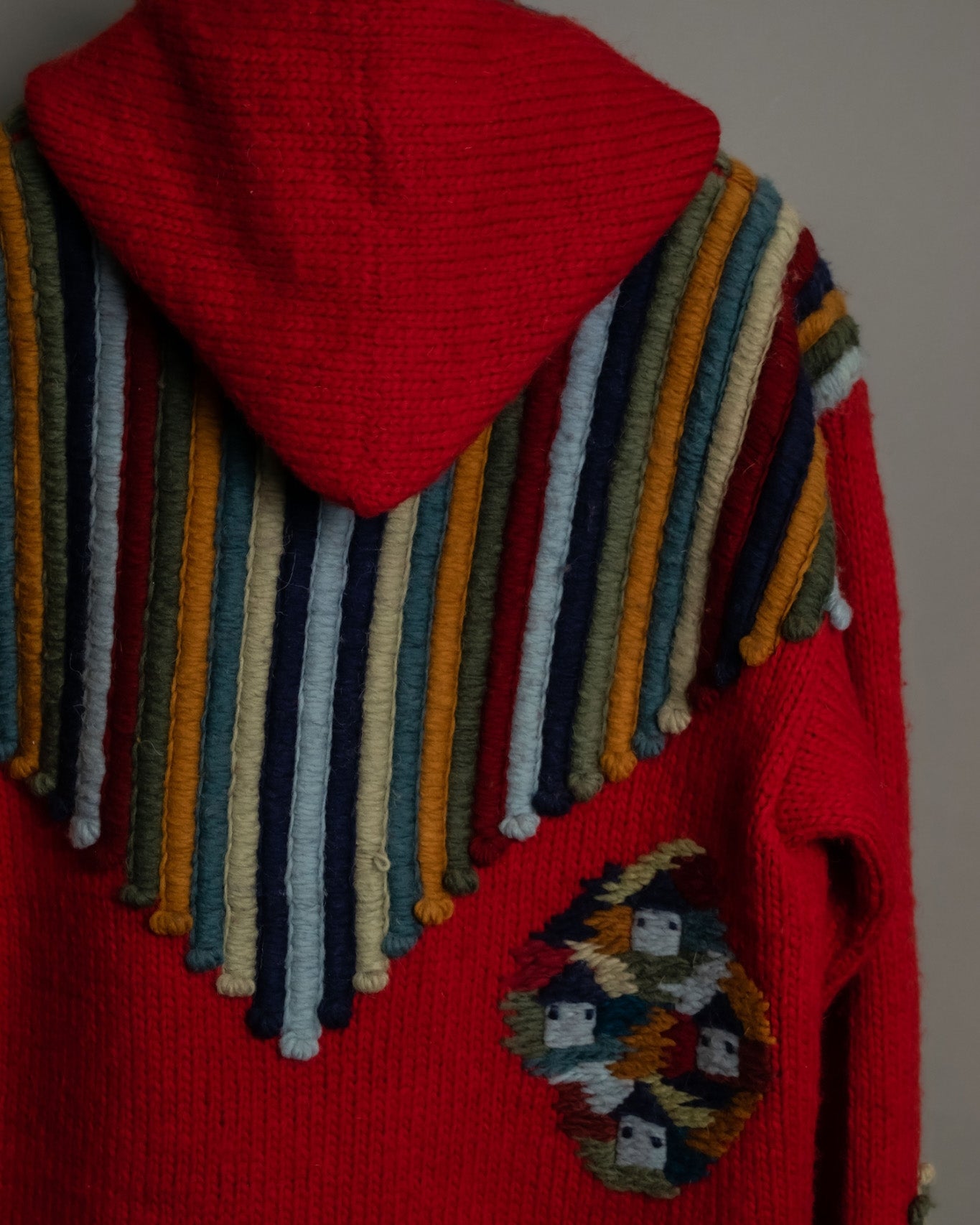 3xl Vintage Ethnic Knit Hoodie