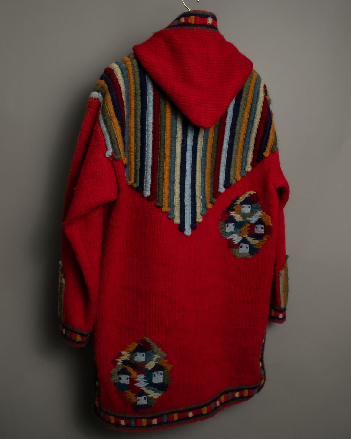 3xl Vintage Ethnic Knit Hoodie