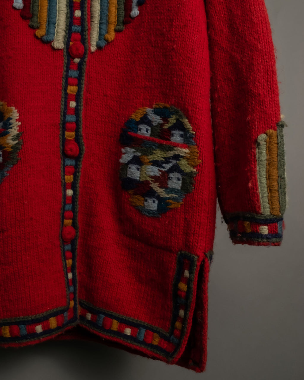 3xl Vintage Ethnic Knit Hoodie