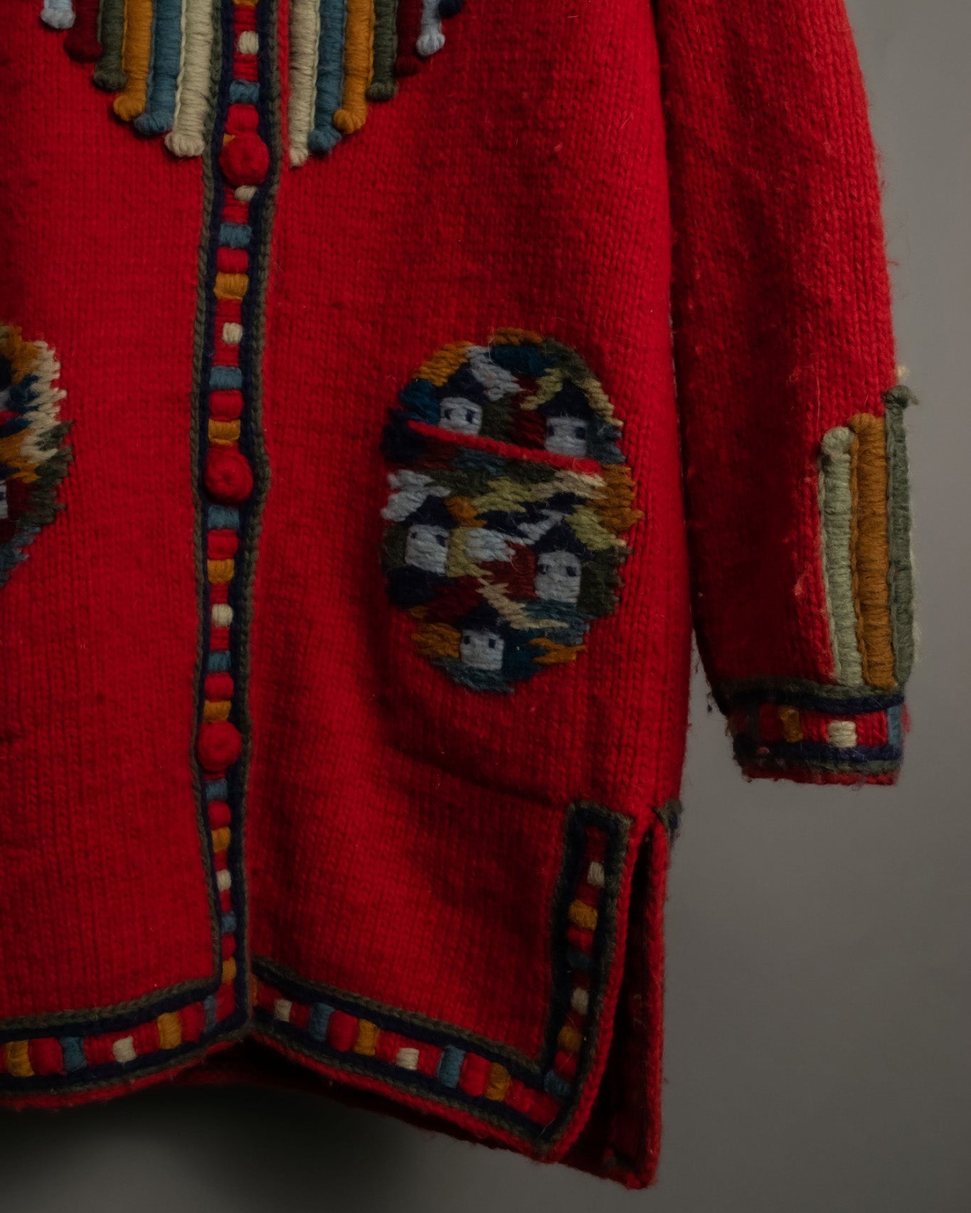 3xl Vintage Ethnic Knit Hoodie
