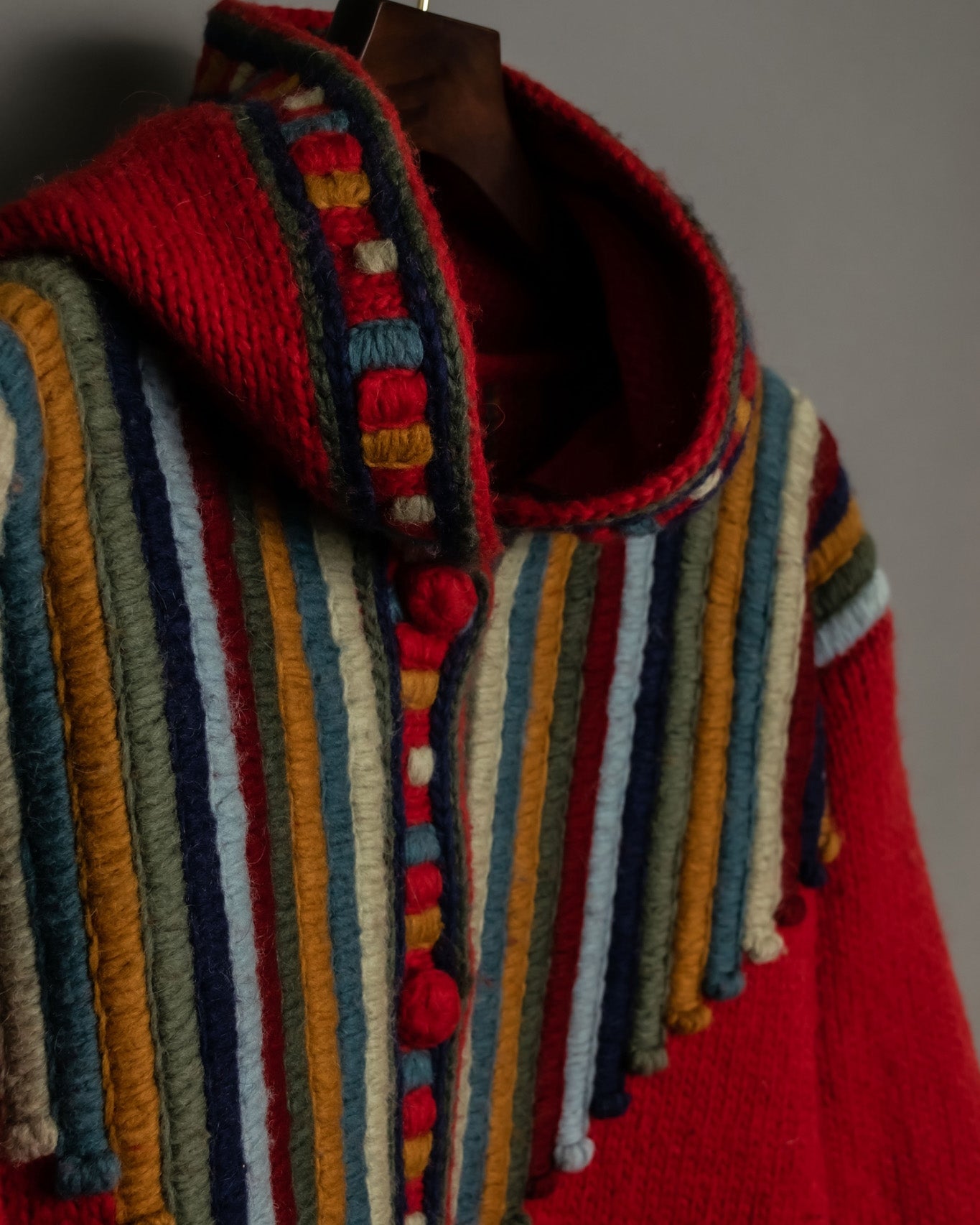 3xl Vintage Ethnic Knit Hoodie