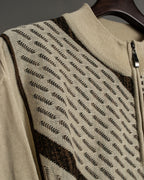 Diagonal Dotted Line Design Knit Shirt