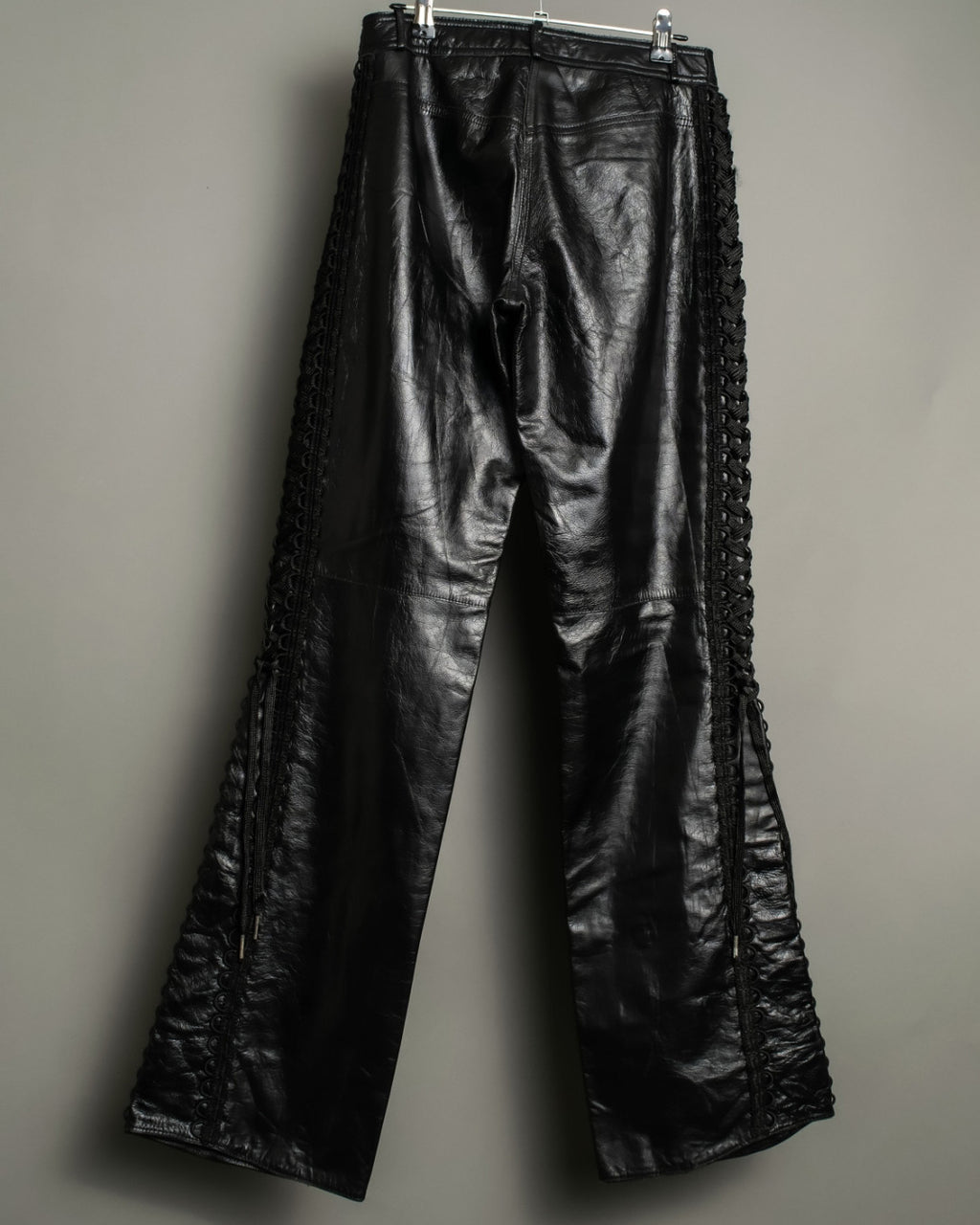 Beautiful Silhouette Lace-Up Leather Pants