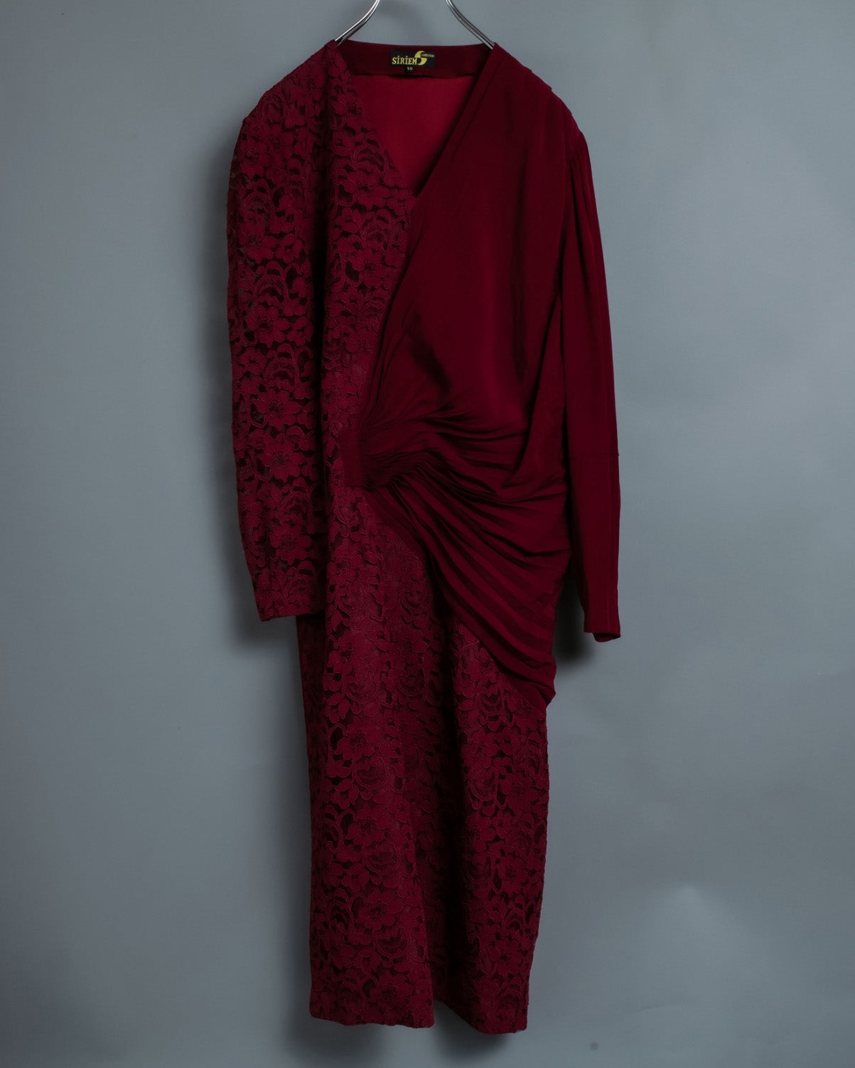 Crimson Dlower Lace Dress