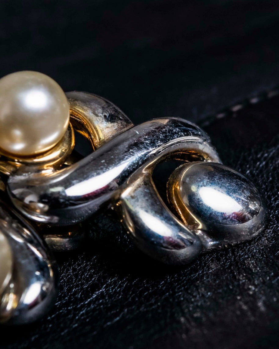 Pearl and Silver Fluid Earrings