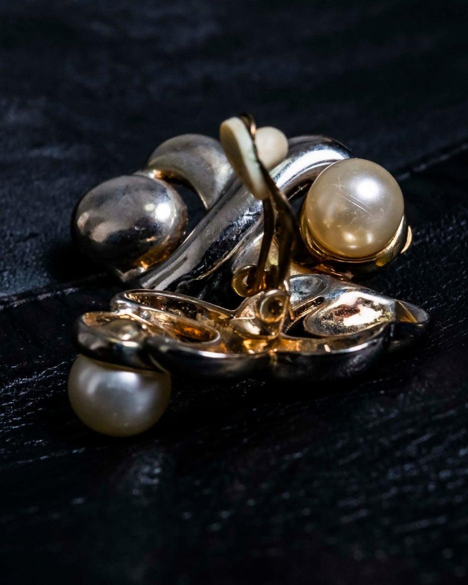 Pearl and Silver Fluid Earrings