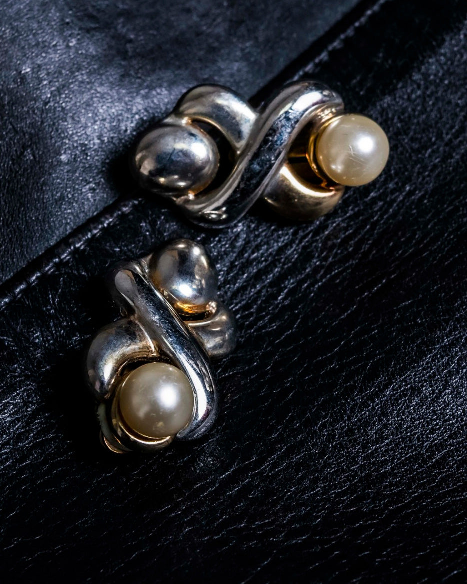 Pearl and Silver Fluid Earrings