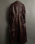 "MADE IN CANADA" 1970s Wine Red Leather Slim Coat