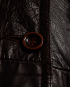 "MADE IN CANADA" 1970s Wine Red Leather Slim Coat