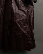 "MADE IN CANADA" 1970s Wine Red Leather Slim Coat