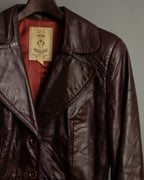 "MADE IN CANADA" 1970s Wine Red Leather Slim Coat