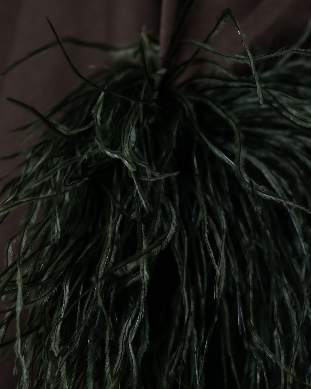 Vintage Beautiful Gathered Design Fur Sleeve Dress