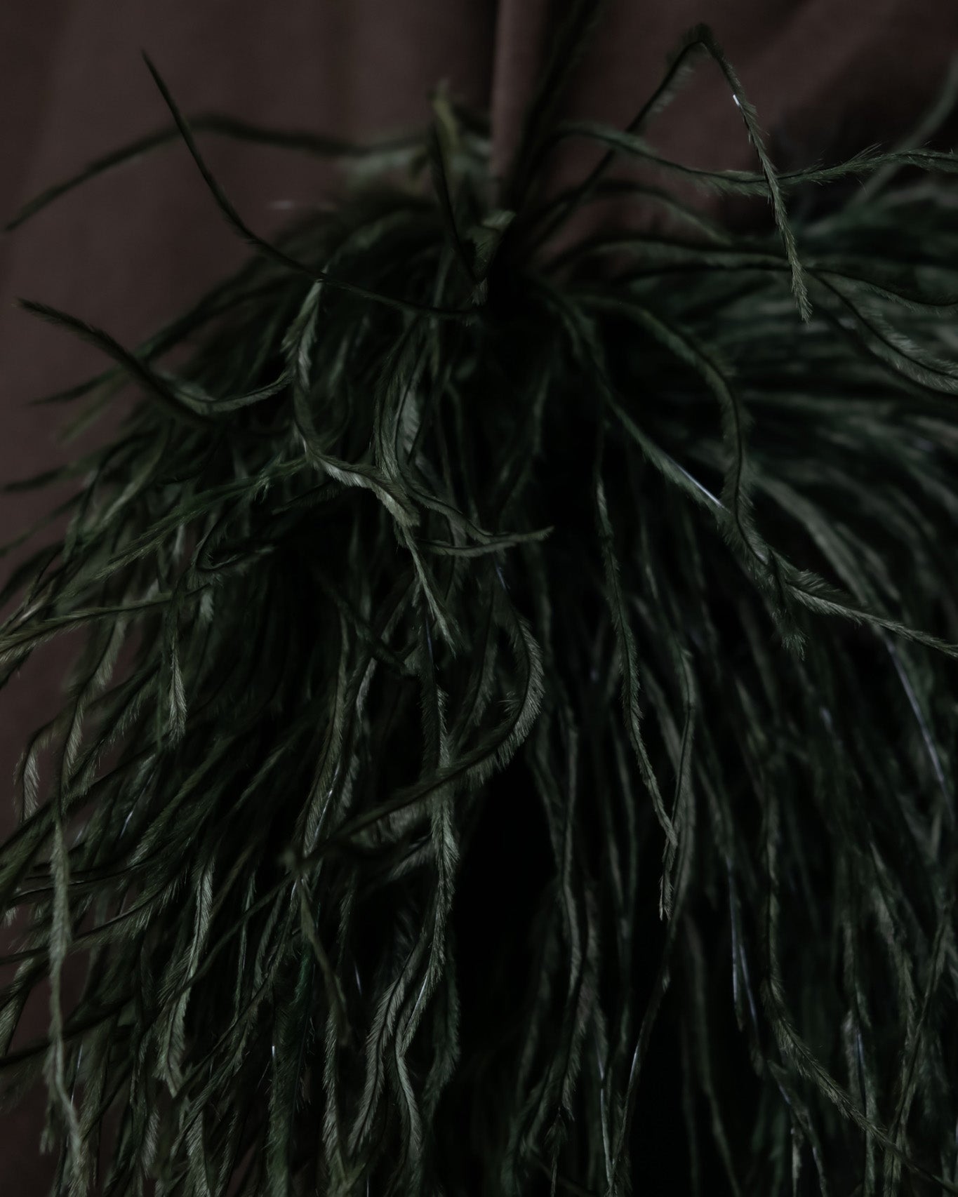 Vintage Beautiful Gathered Design Fur Sleeve Dress