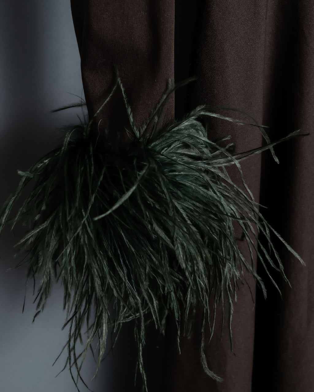 Vintage Beautiful Gathered Design Fur Sleeve Dress