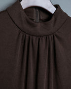 Vintage Beautiful Gathered Design Fur Sleeve Dress