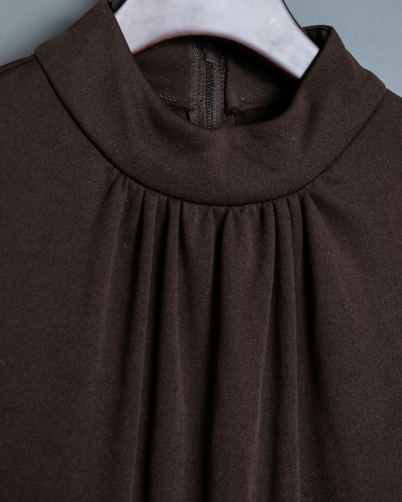 Vintage Beautiful Gathered Design Fur Sleeve Dress