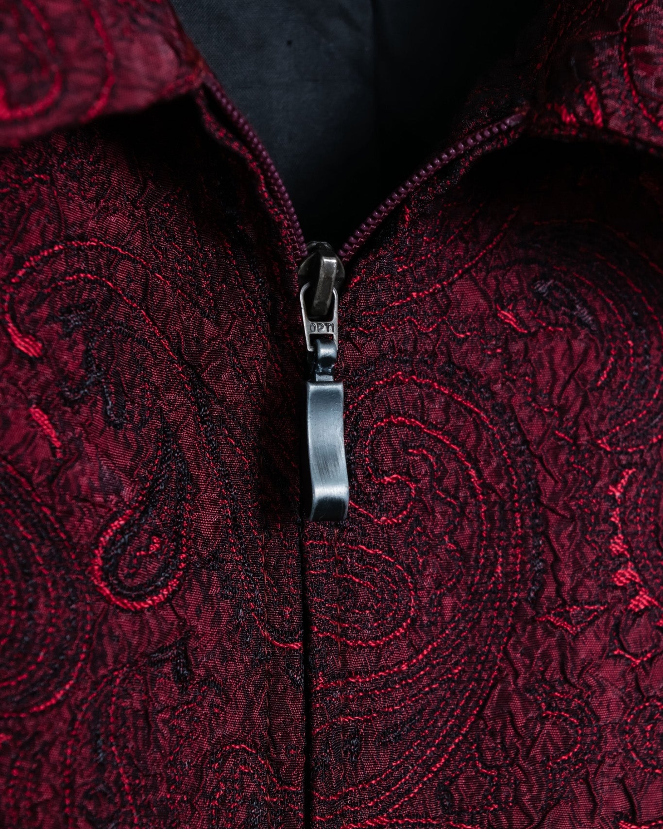 Glossy Paisley Zip Up Spring Jacket