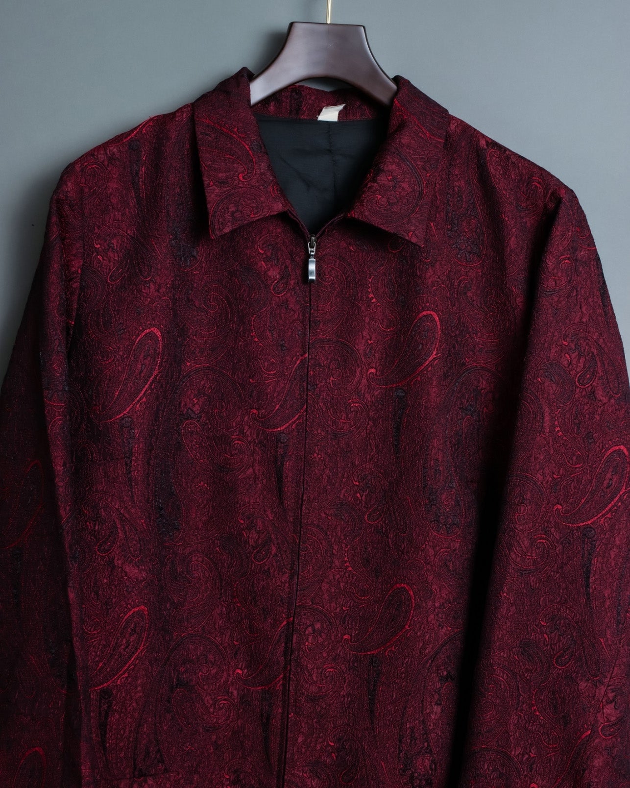 Glossy Paisley Zip Up Spring Jacket