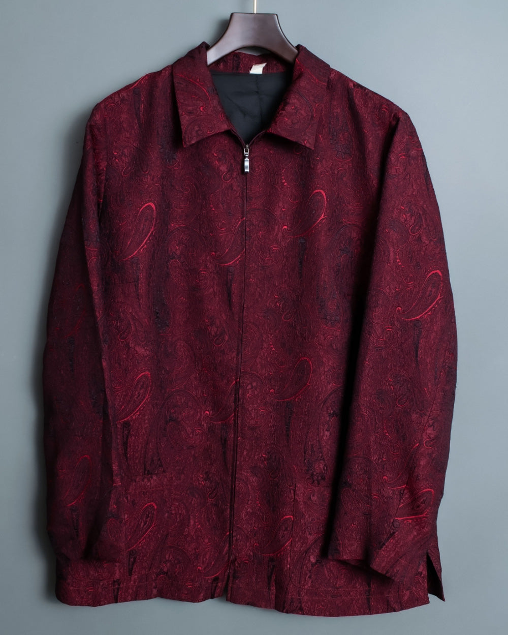 Glossy Paisley Zip Up Spring Jacket