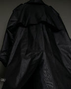 Botanical Pattern Nylon Double Breasted Coat