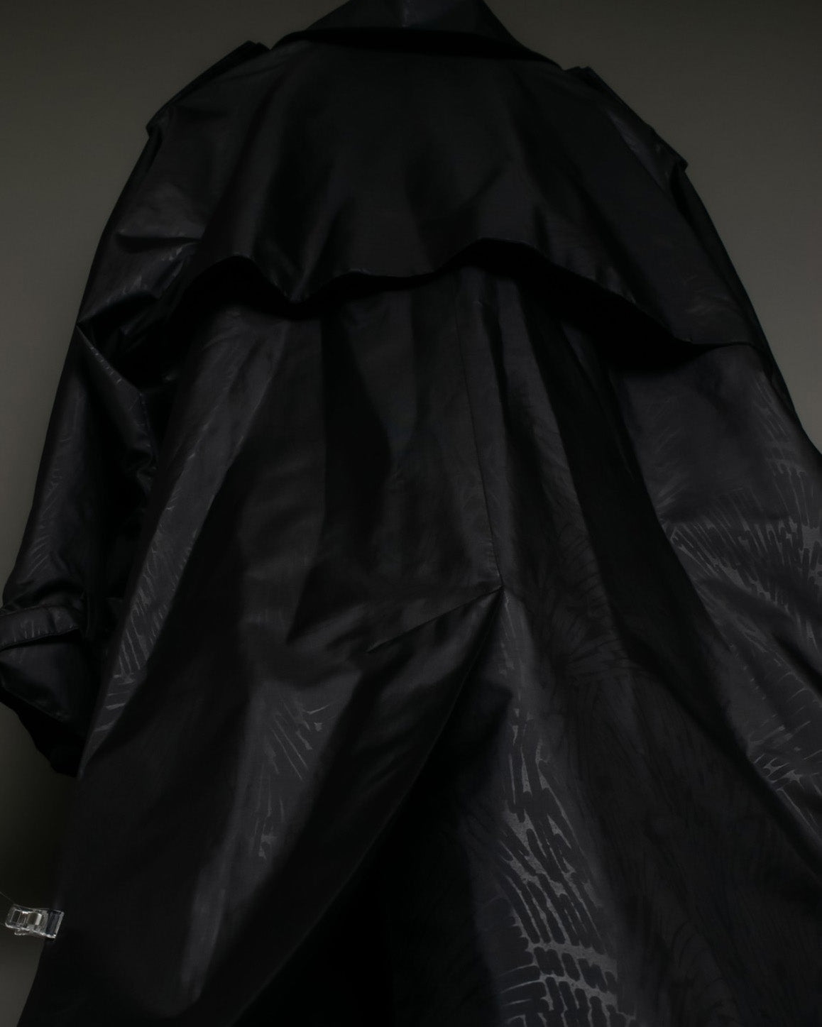 Botanical Pattern Nylon Double Breasted Coat