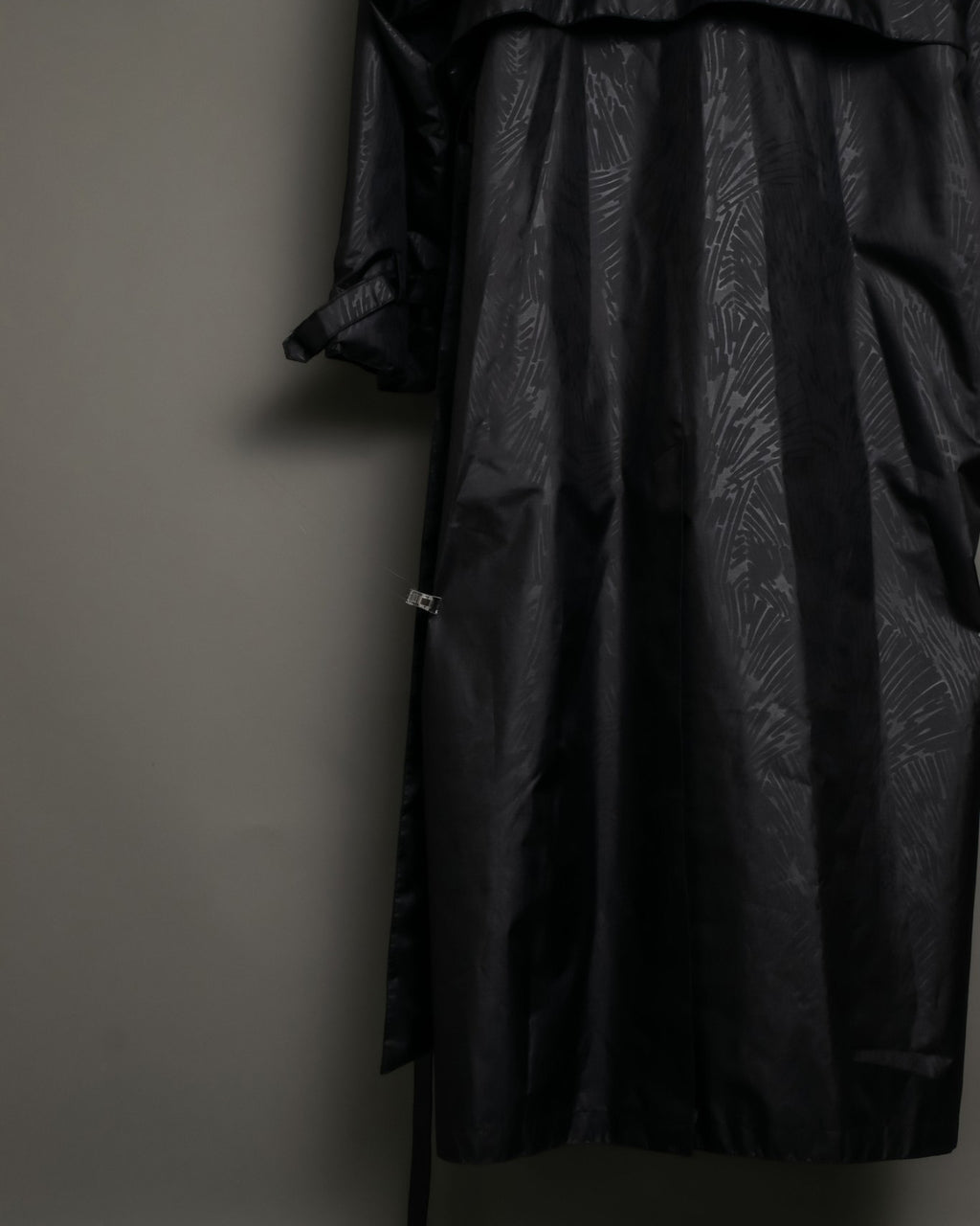 Botanical Pattern Nylon Double Breasted Coat