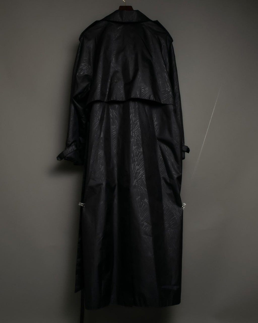 Botanical Pattern Nylon Double Breasted Coat