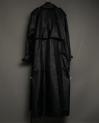 Botanical Pattern Nylon Double Breasted Coat