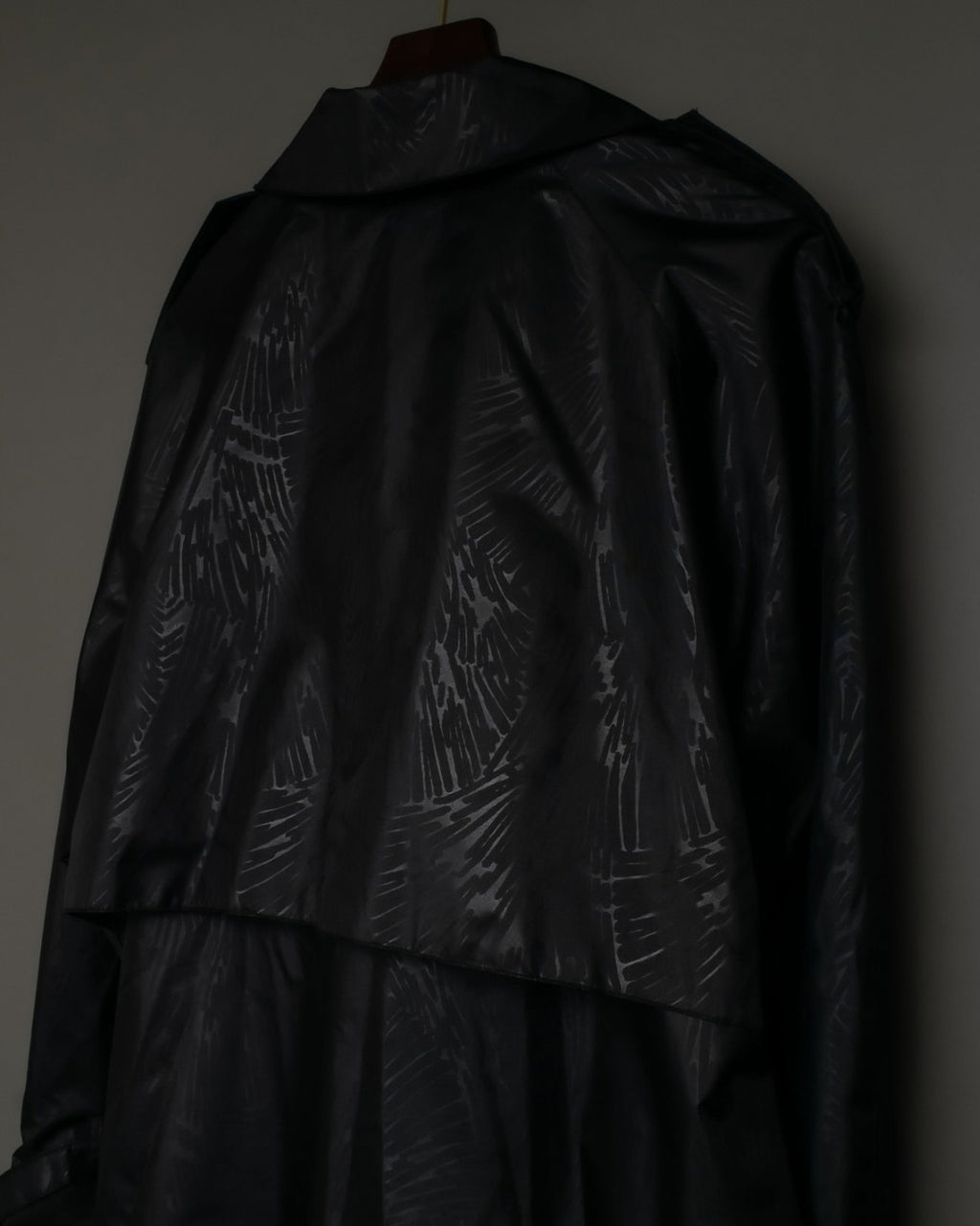 Botanical Pattern Nylon Double Breasted Coat