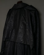 Botanical Pattern Nylon Double Breasted Coat