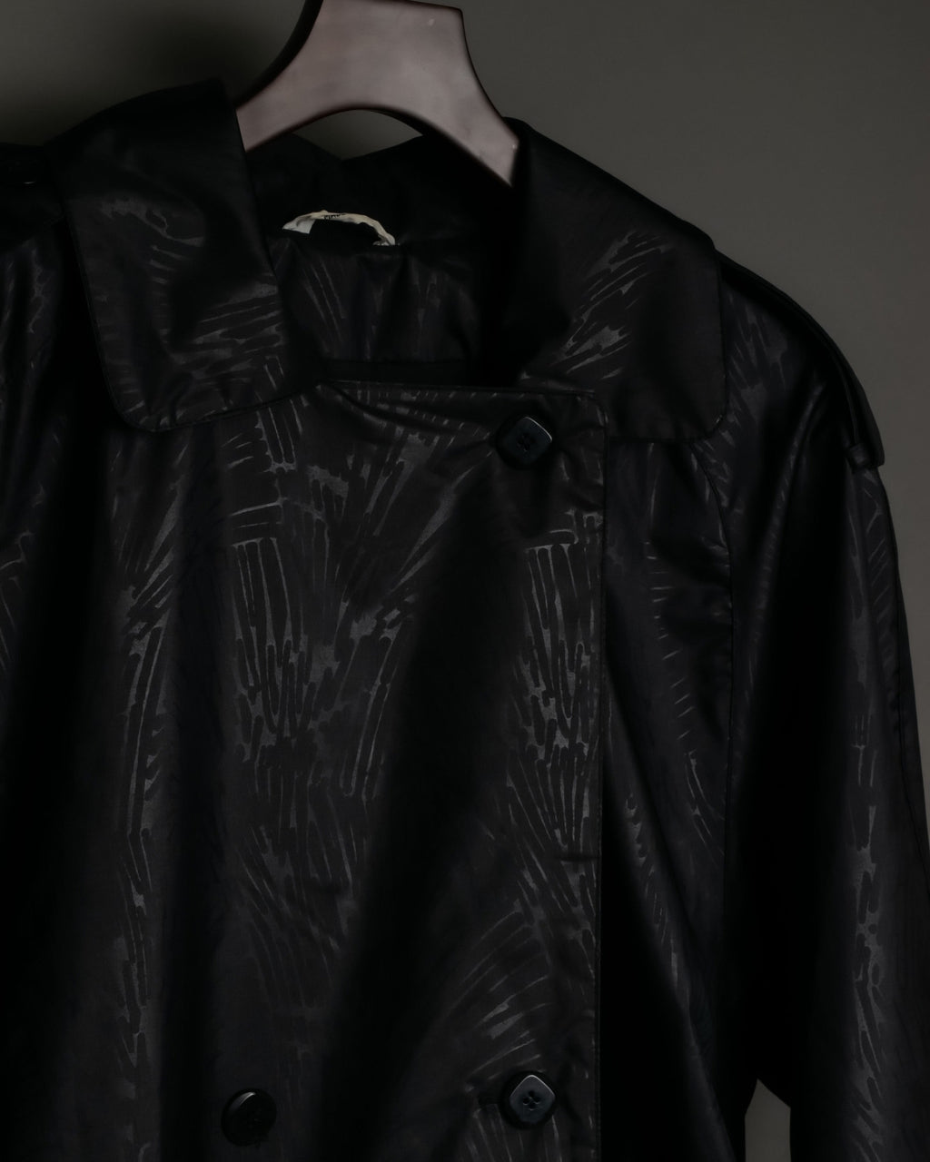 Botanical Pattern Nylon Double Breasted Coat