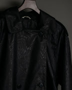 Botanical Pattern Nylon Double Breasted Coat